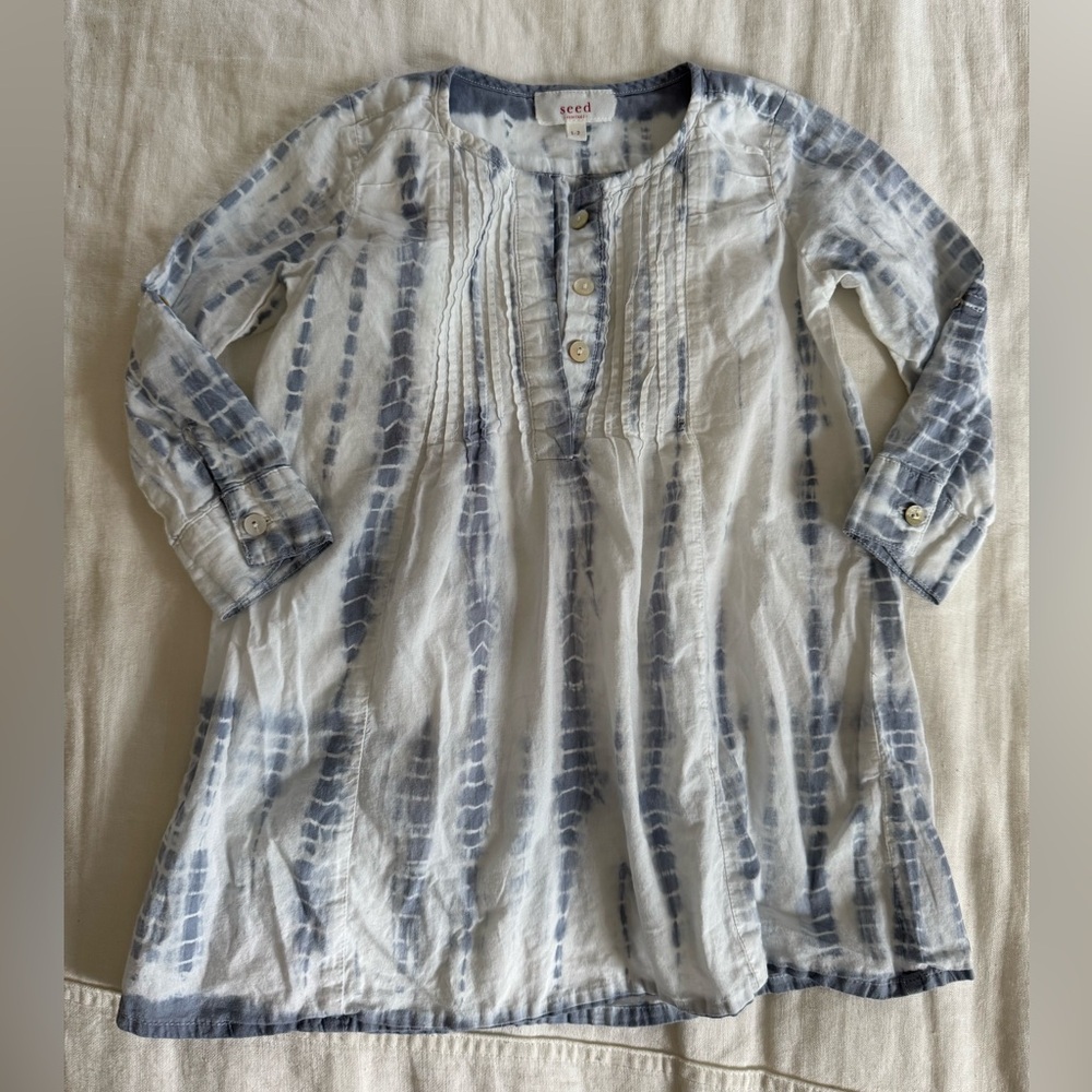 Seed 12 month baby tie dye bohemian pool coverup all cotton w roll up sleeve